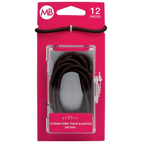 my beauty hair snag free thick elastic 12 pack brown