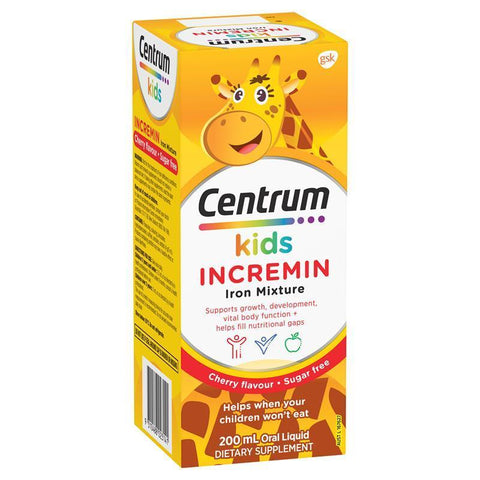 centrum kids incremin iron mixture cherry flavour 200ml