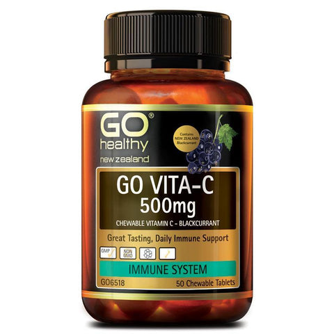Go Healthy Vita-C 500mg Blackcurrent Chewable 50 Tablets