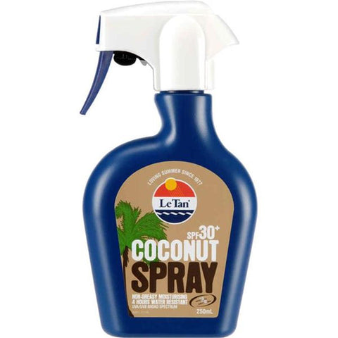 le tan spf 30+ coconut sunscreen spray 250ml
