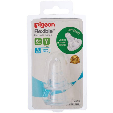 Pigeon Flexible Peristaltic Slim Neck Teat Size Y 2 Pack