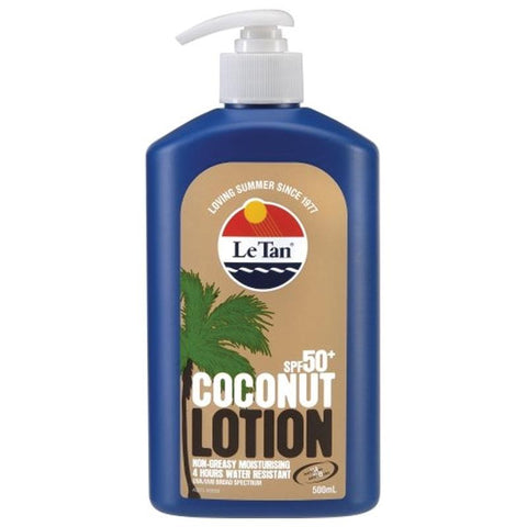 le tan spf 50+ coconut sunscreen lotion 500ml