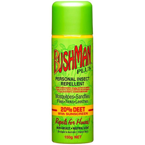 bushman plus 20% deet insect repellent aerosol 150g