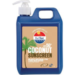 le tan spf 50+ coconut sunscreen 1 litre exclusive size