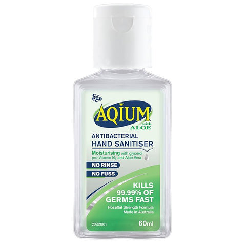 Aqium Anti-Bacterial Hand Sanitiser (Aloe) 60Ml
