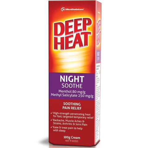 deep heat night soothing pain relief cream 100g