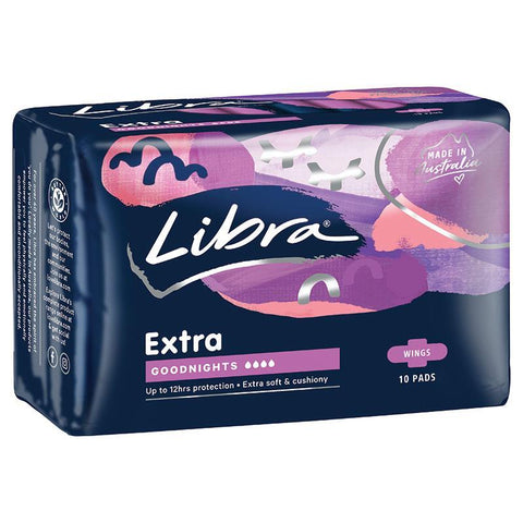 libra pads extra goodnights wings 10 pack