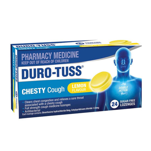 duro-tuss chesty cough lozenges lemon 24
