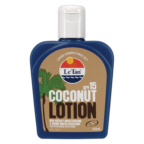 le tan spf 15+ coconut sunscreen lotion 125ml