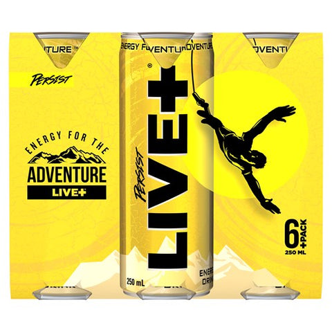 Live Plus Energy Drink Persist 250ml cans 6pk