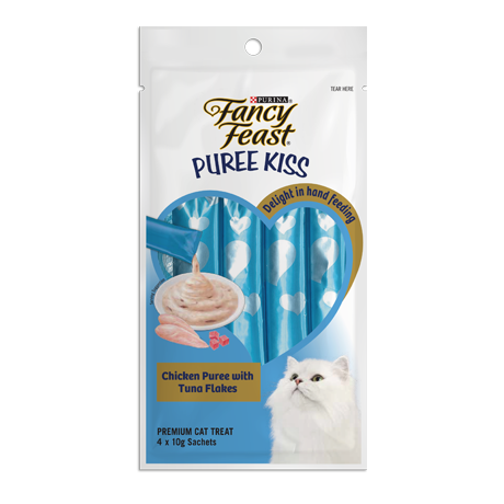 Purina Fancy Feast Puree Kiss Chicken Puree with Tuna Flakes Cat Treat 40g