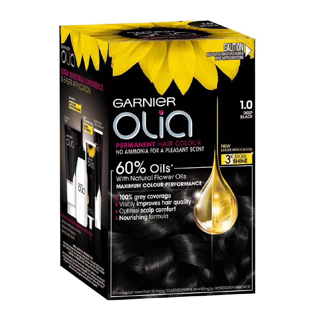 Garnier Olia Permanent Hair Colour 1 0 Deep Black Ammonia Free Oil Nz