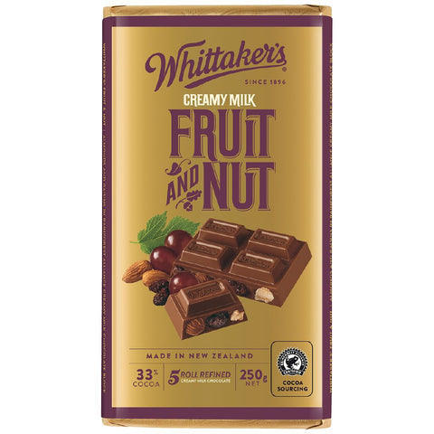 whittakerswhittakers chocolate block fruit & nut 33% cocoa250g