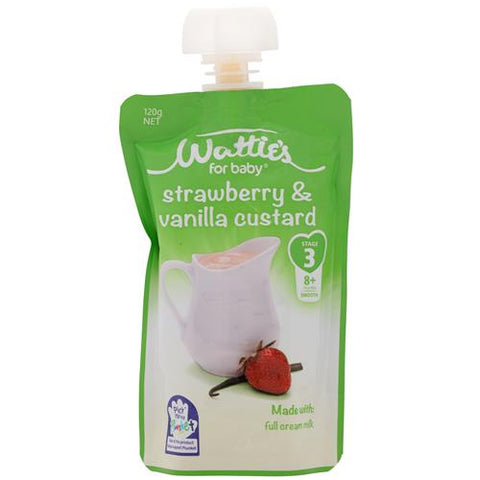 Watties For Baby Baby Food Strawberry & Vanilla Custard pouch 120g