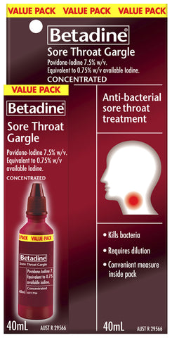 betadine sore throat gargle 40ml