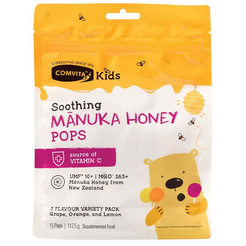 Comvita Kids Soothing Manuka 15 Pops 3 Flavours 112.5g 15s