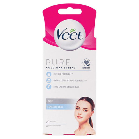 Veet Pure Cold Wax Strips Face 20 Pack