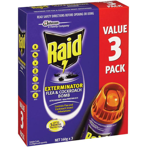 Raid Exterminator Flea & Cockroach Bomb 3 Pack