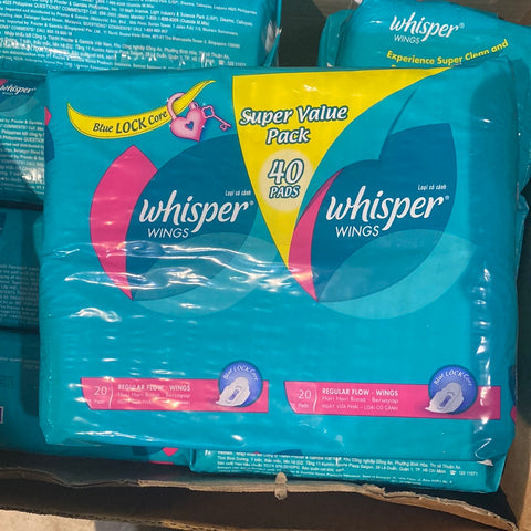 Whisper Regular Flow Pads With Wings 40pk