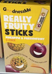 goodness me fruit sticks pineapple & passionfruit 120g