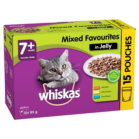 Whiskas Adult 7+ Years with Mixed Favourites in Jelly 15pk