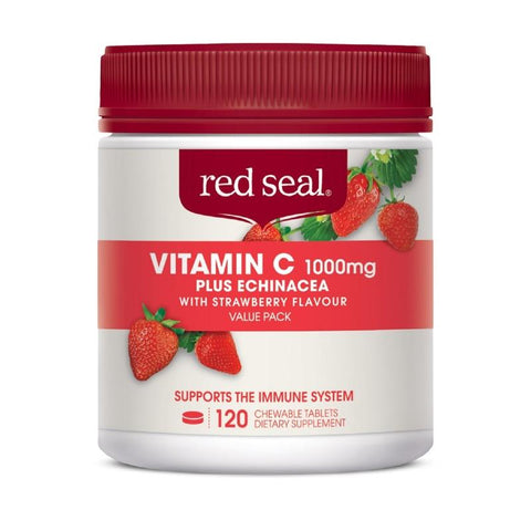 Red Seal Vitamin C 1000mg Plus Echinacea with Natural Strawberry Flavour 120 Tablets