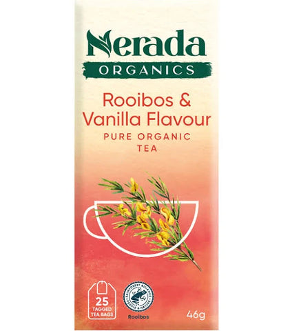 nerada organic herbal tea rooibos & vanilla 25pk